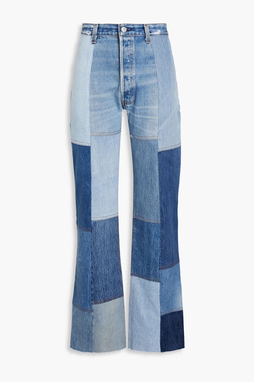 

Джинсы Amina прямого кроя с завышенной талией и пэчворком Re/Done With Levi'S, средний деним