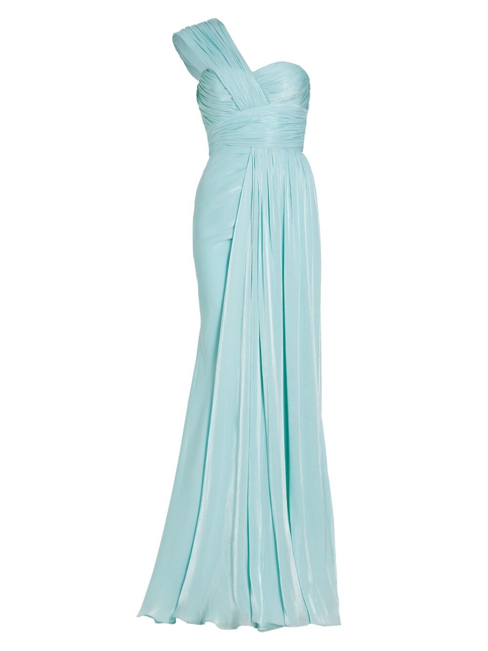 

Шифоновое платье с драпировкой на одно плечо Badgley Mischka
