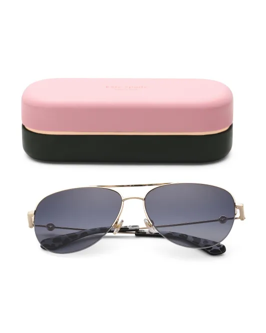 

Металлические солнцезащитные очки-авиаторы 60 мм Kate Spade, синий/золотой