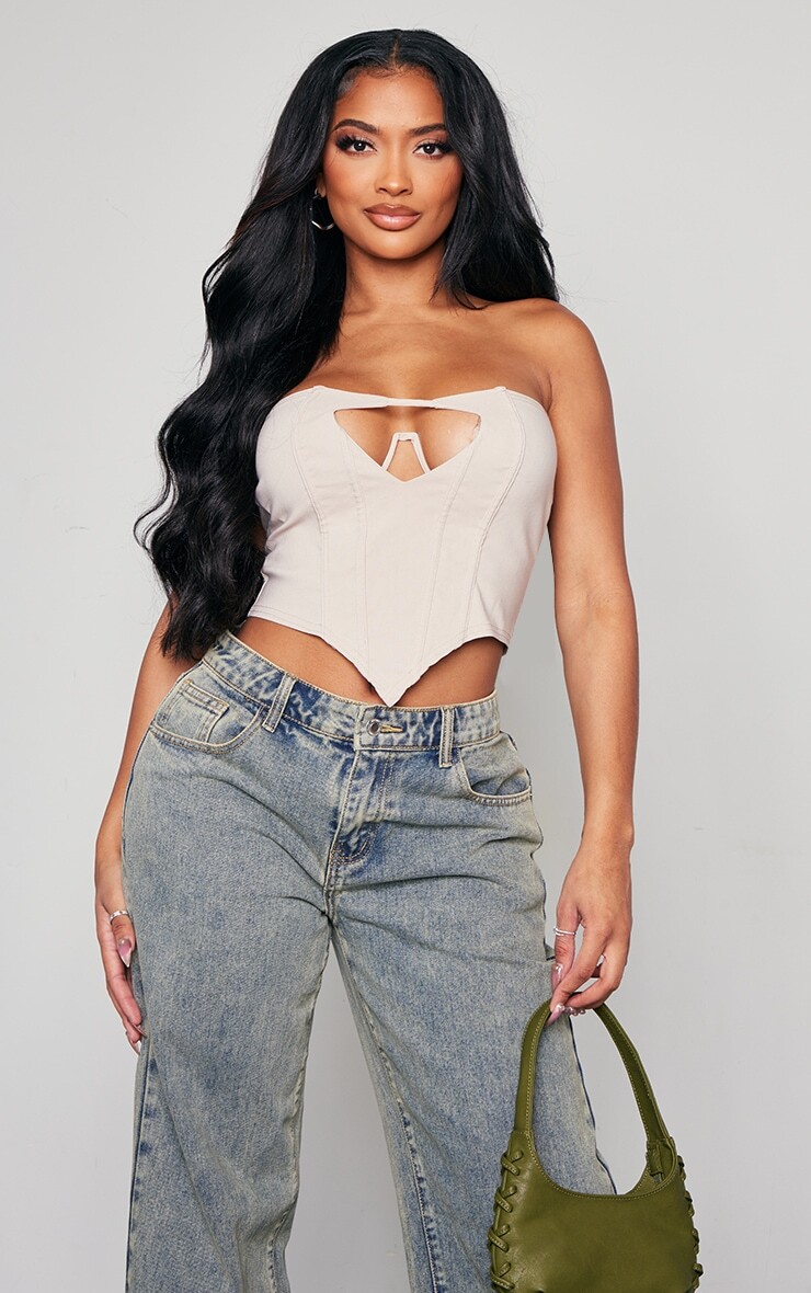 

PrettyLittleThing Корсетный топ-бандо с эластичными косточками и камнями в форме камня