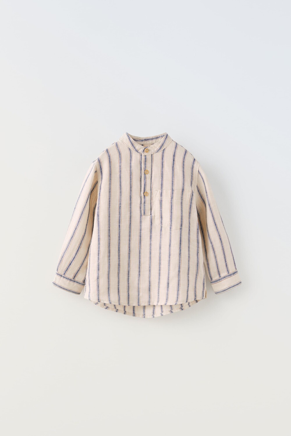 

Рубашка из льна в полоску Zara, экрю / синий