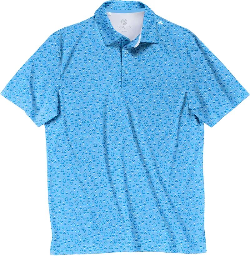 Мужская футболка-поло для гольфа Scales Jaws, голубой