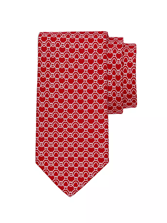 Шелковый галстук с принтом «Волны» Ferragamo, красный