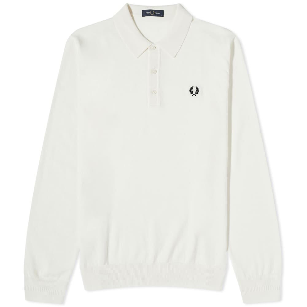 Трикотажная рубашка-поло с длинными рукавами Fred Perry, экрю теннисная рубашка поло с длинными рукавами fred perry экрю