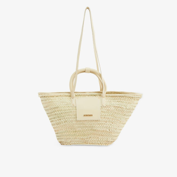 

Сумка-тоут Le Panier Soleil с пальмовым принтом Jacquemus, слоновая кость