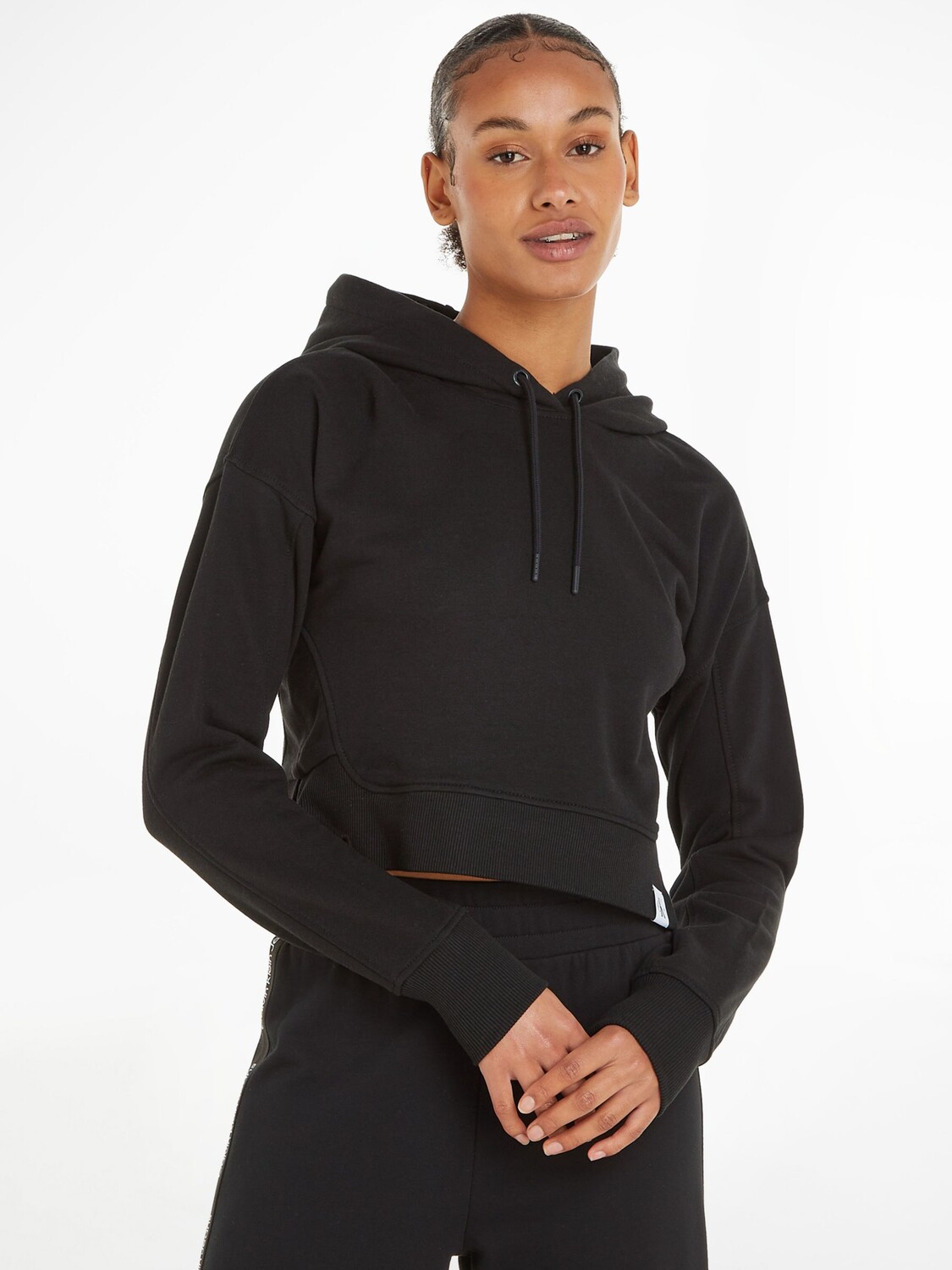 

Укороченная толстовка в рубчик Calvin Klein, цвет CK Black