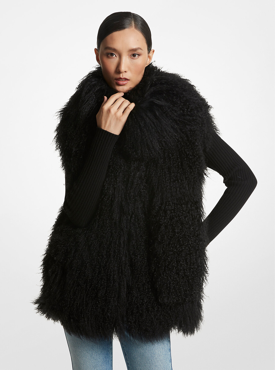 Жилет из овчины Michael Kors, черный