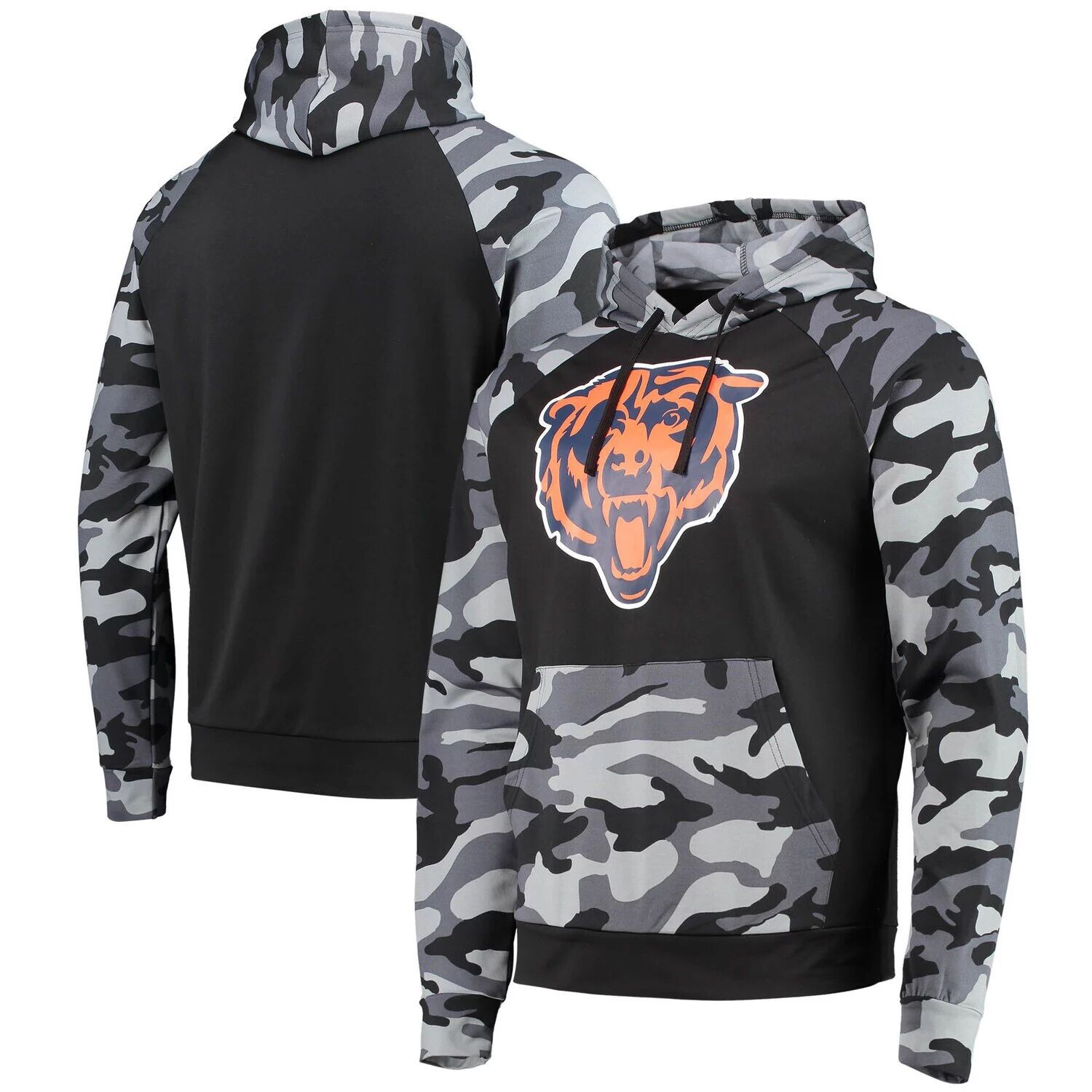 

Мужской пуловер с капюшоном FOCO Black Chicago Bears Camo реглан