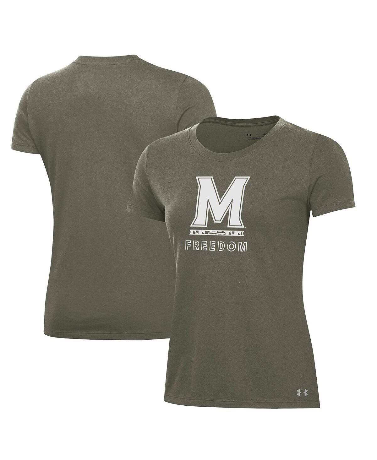 

Женская оливковая футболка Maryland Terrapins Freedom Performance Under Armour