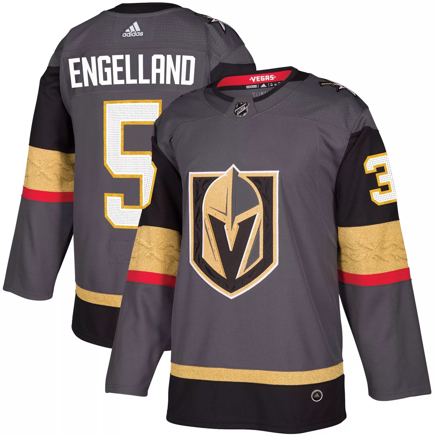 

Мужская серая майка игрока Deryk Engelland Vegas Golden Knights Authentic Player adidas