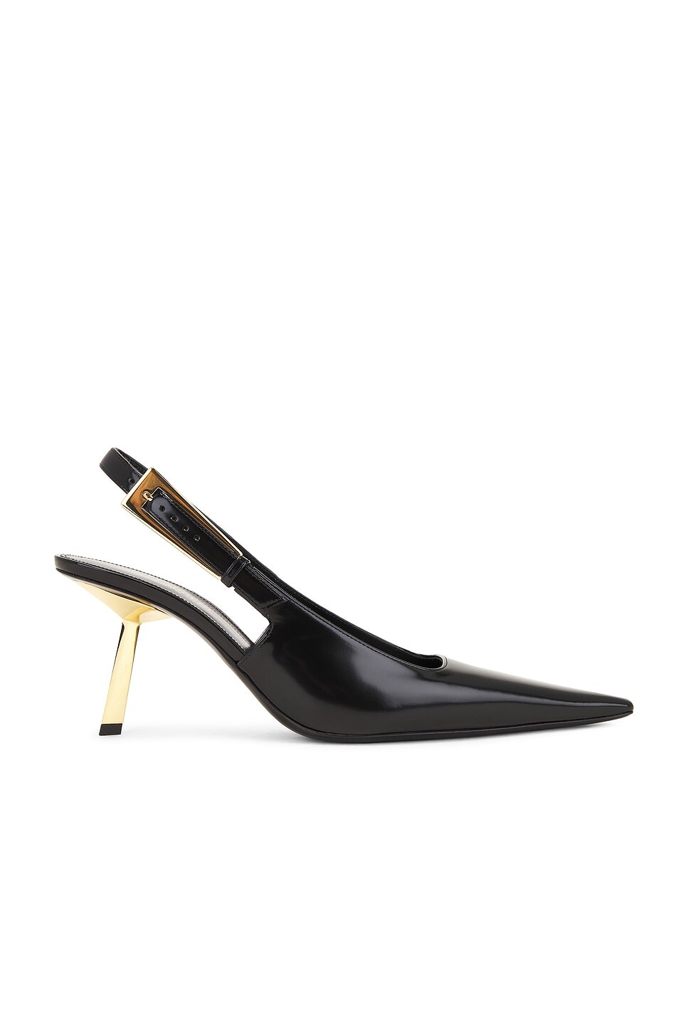 

Каменные туфли-лодочки с ремешком на пятке Saint Laurent, цвет Nero