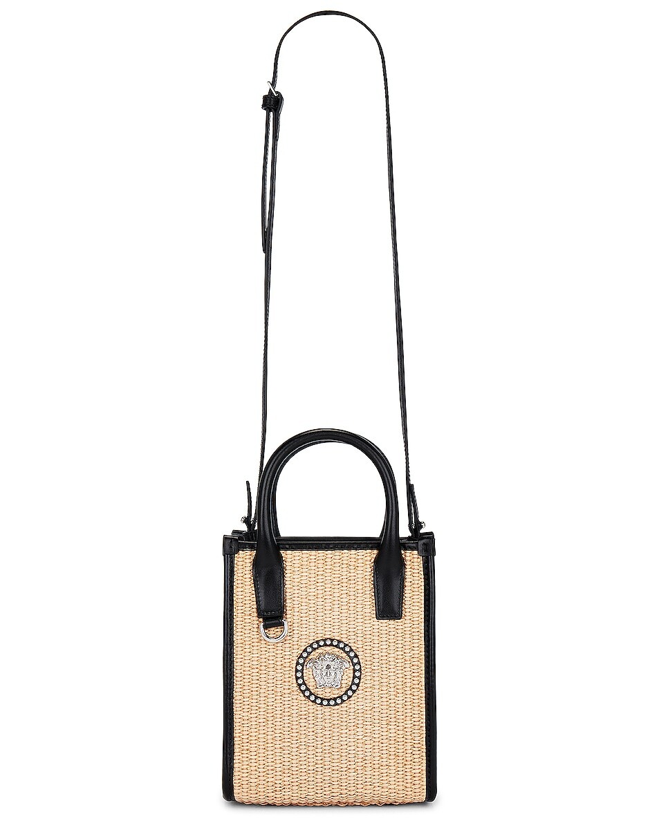 

Сумка кросс-боди Versace Vertical Tote, цвет Natural, Black, & Palladium