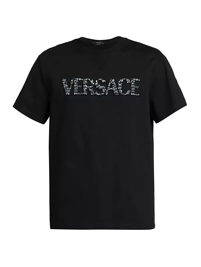 

футболка с круглым вырезом и логотипом Versace, черный