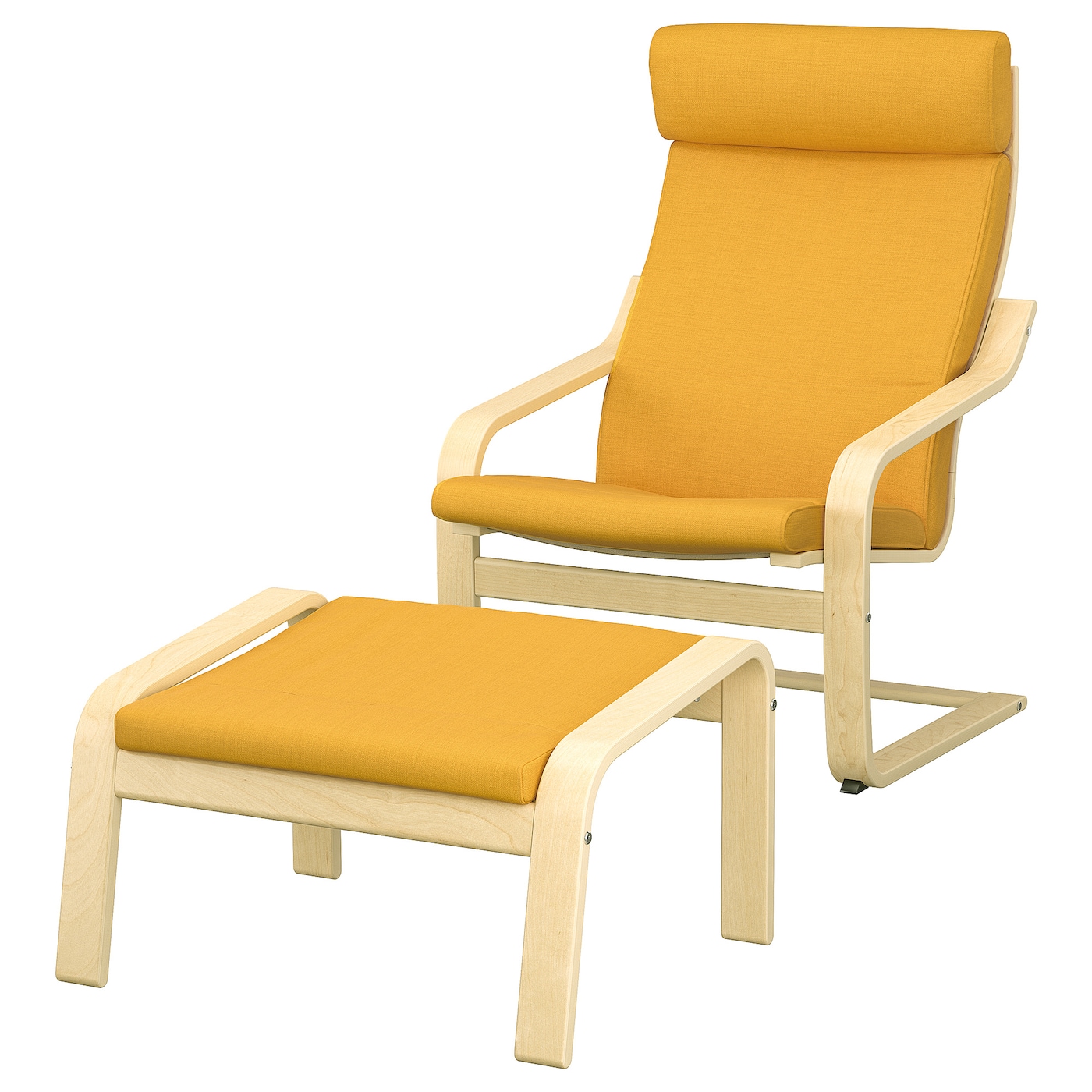 ПОЭНГ Кресло и подставка для ног, березовый шпон/Скифтебо желтый POÄNG IKEA подставка для ног 7046054 7046055 7046056 желтый