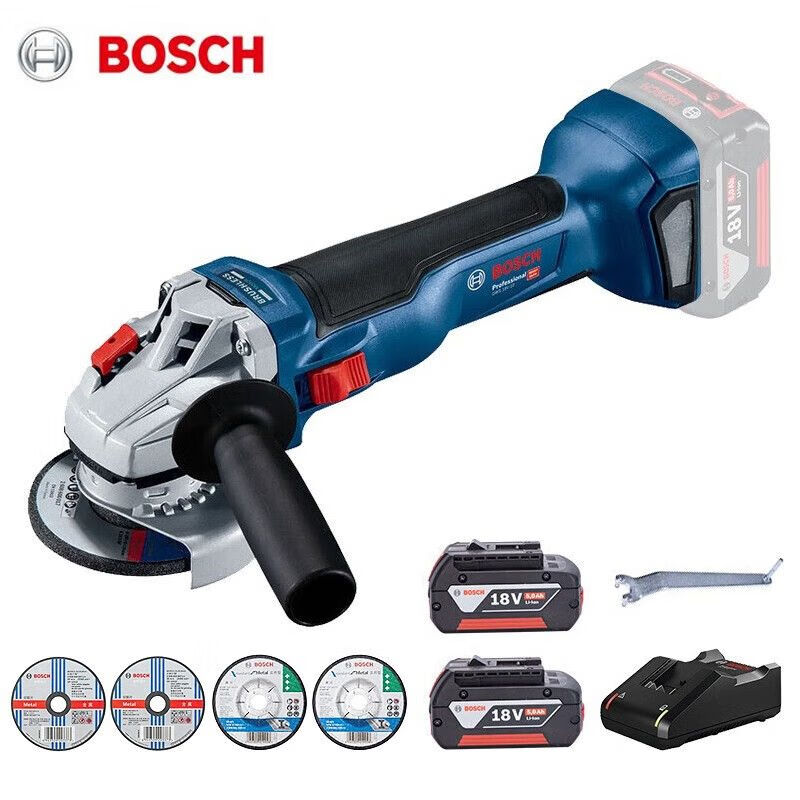 Угловая шлифовальная машина Bosch GWS18 + два аккумулятора, насадки