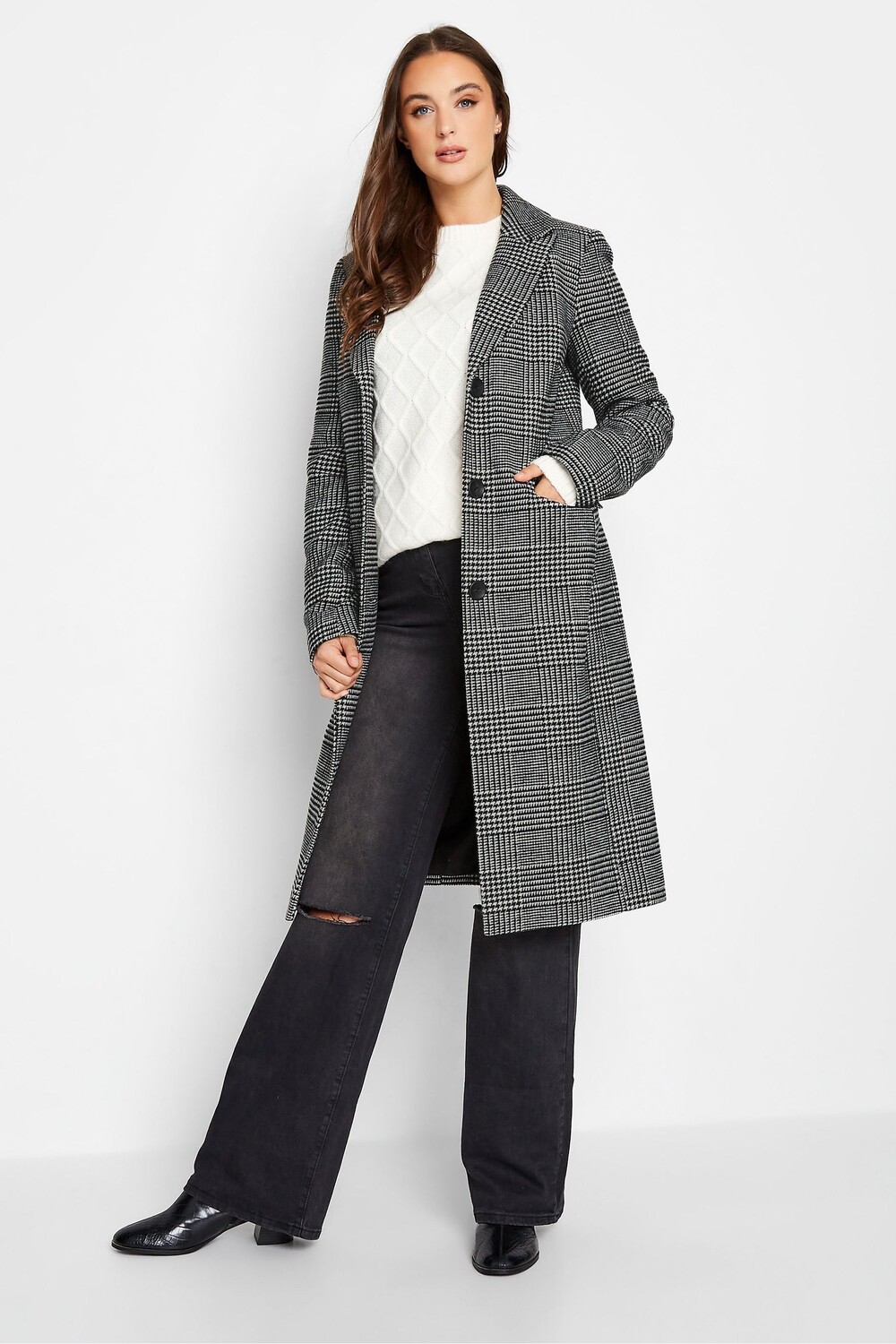 

Многослойное пальто миди в клетку Long Tall Sally, черный