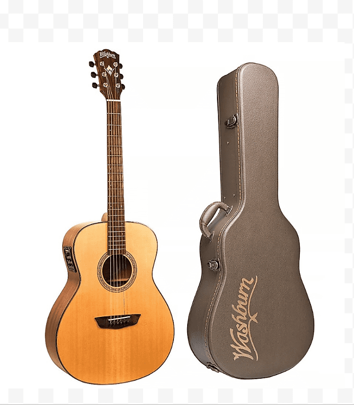 цена Акустическая гитара Washburn WLO100SWEK Woodline Series Solid Spruce Orchestra 6-String Acoustic-Electric Guitar w/Case