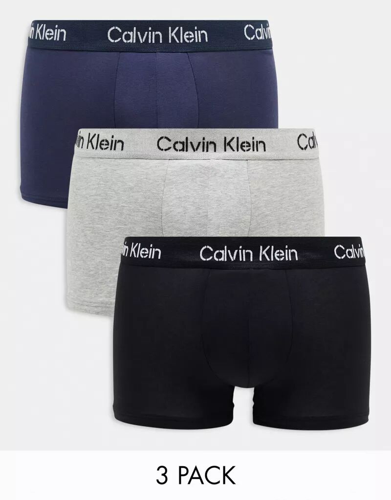 

Комплект из трех трусов Calvin Klein синего, черного и серого цветов