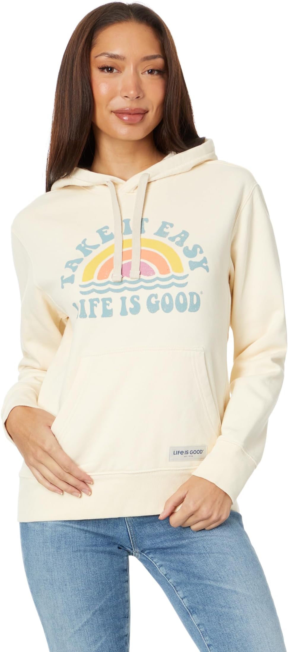 

Толстовка Take It Easy Rainbow Waves Simply True Fleece Life is Good, цвет Putty White