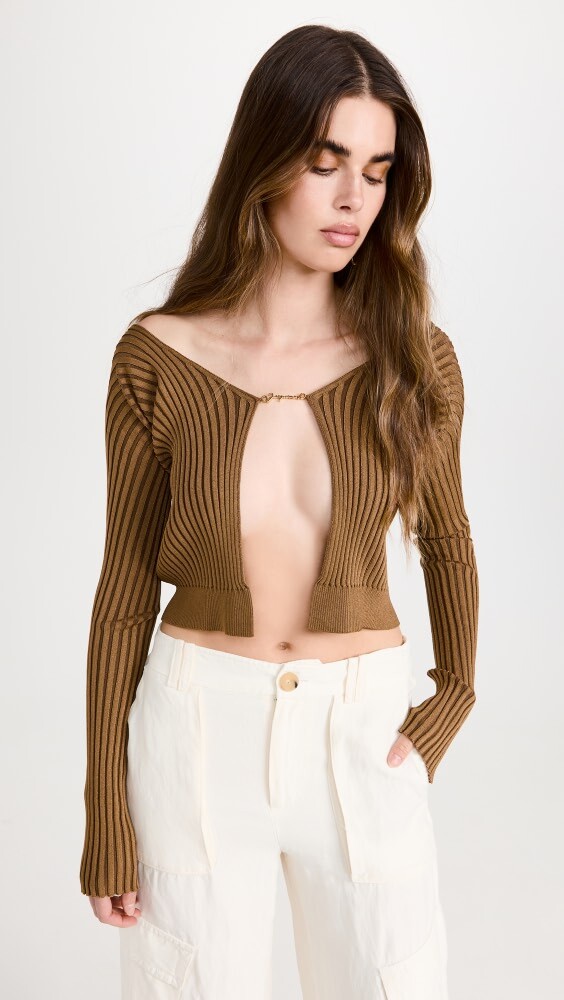 

Кардиган Jacquemus La Maille Pralu Longue, коричневый