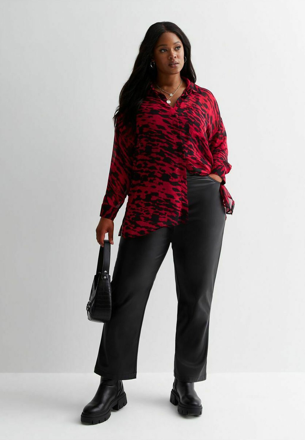 цена Рубашка Abstract Print Long Sleeve New Look, цвет red pattern