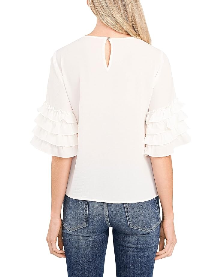 

Блуза CeCe Tiered Ruffle Sleeve Blouse, цвет Soft Ecru