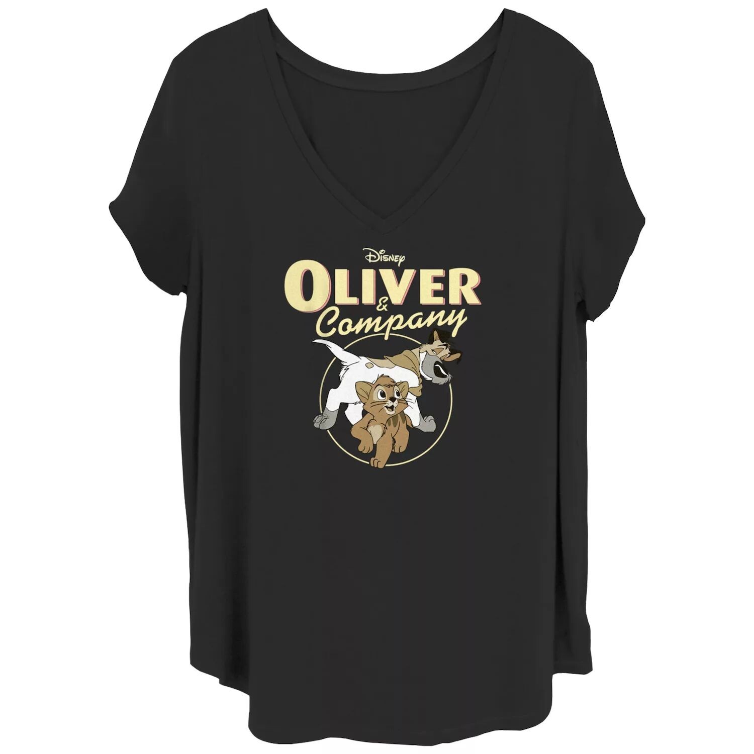 

Футболка с V-образным вырезом и рисунком Disney's Oliver & Company Oliver & Dodger Juniors Disney