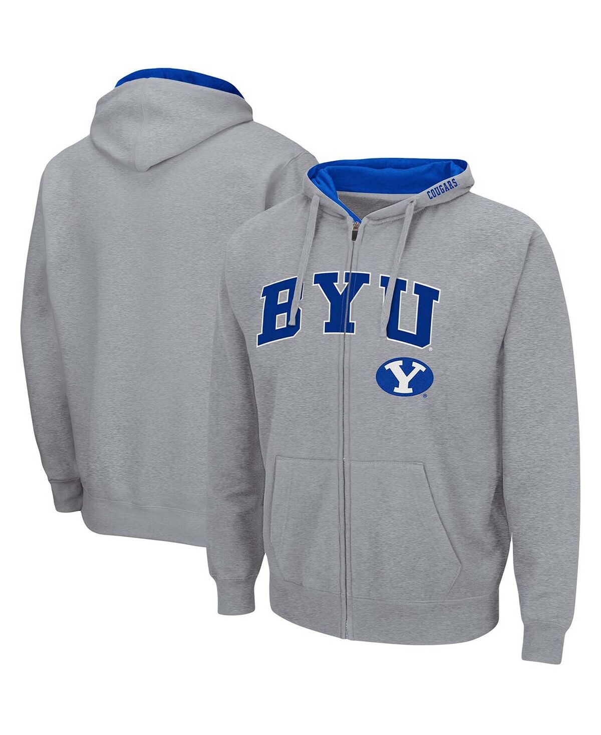 

Мужская серая толстовка с молнией во всю длину BYU Cougars Arch Logo 3.0 с принтом меланжевого цвета Colosseum, Серый