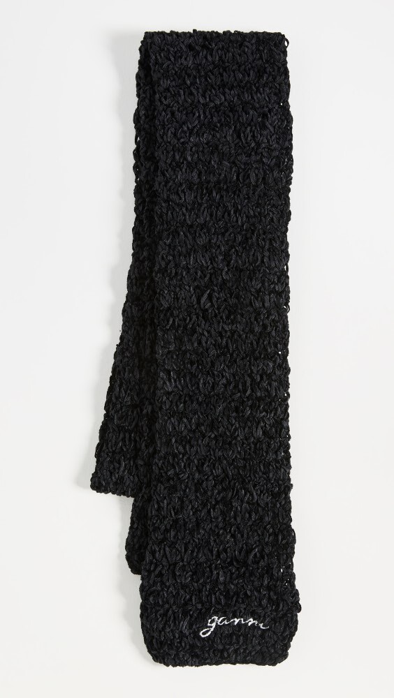 

Шарф GANNI Velvet Crochet, черный