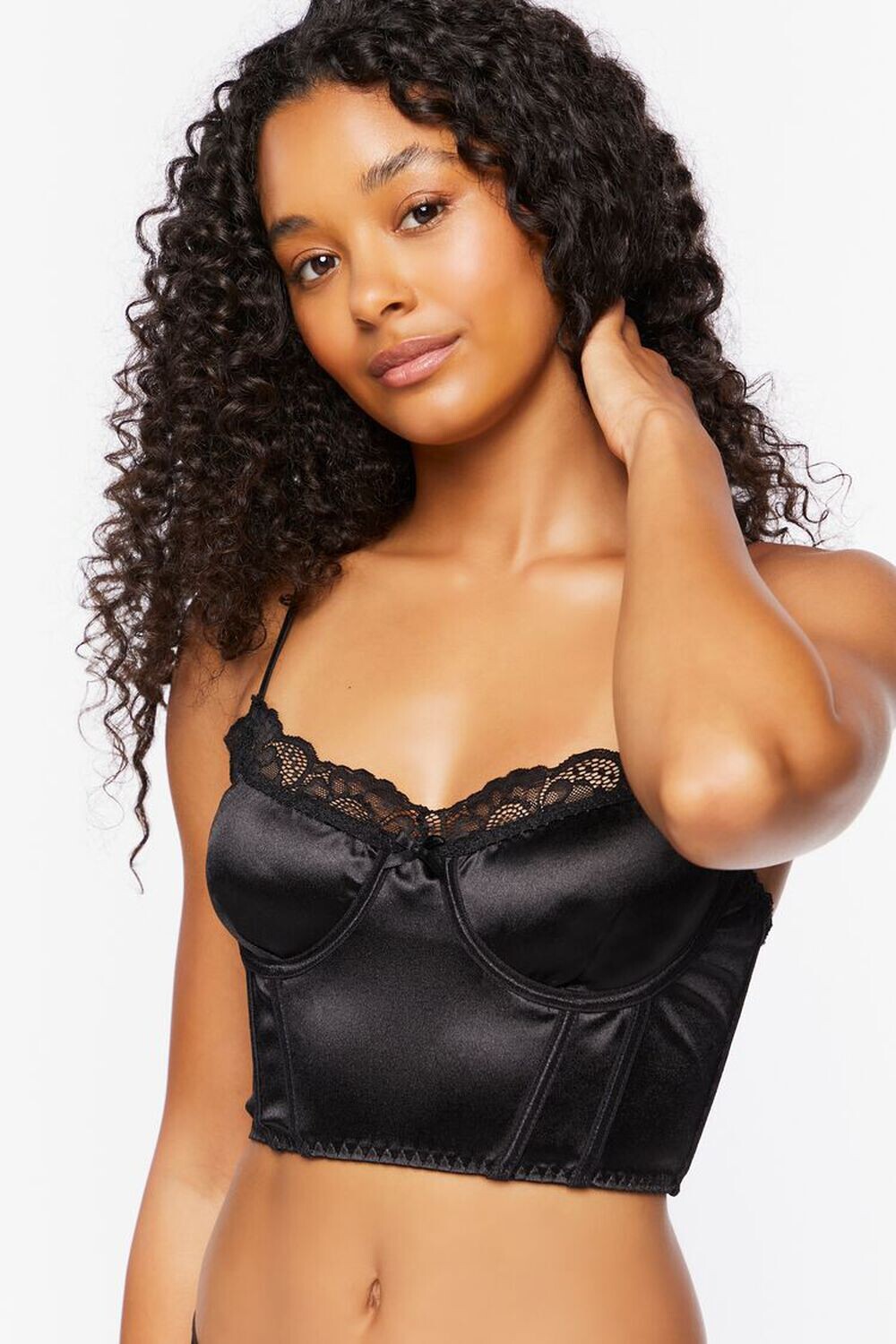 

Атласный корсет-бралетт Forever 21, черный