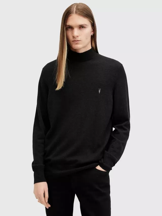 

Джемпер AllSaints Kilburn Wool Blend Half Zip, цвет black nearly black