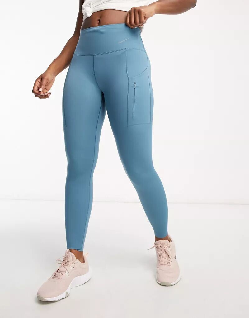 

Синие укороченные леггинсы Nike Dri-FIT Go