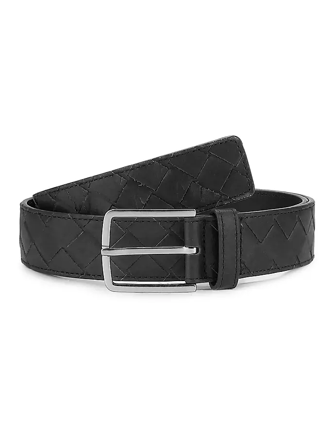 

Кожаный ремень Intrecciato Bottega Veneta, цвет black silver