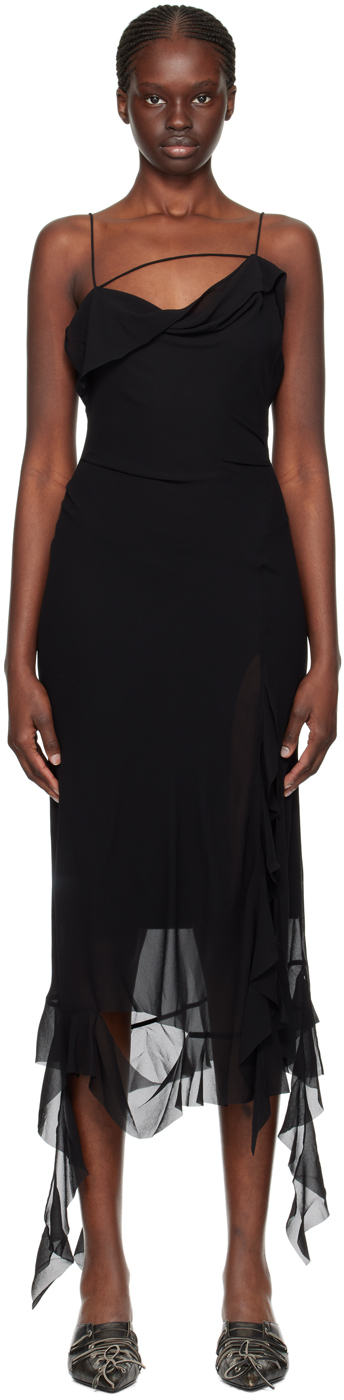 Черное платье-миди с рюшами Acne Studios, цвет Black платье миди из шифона лимонный