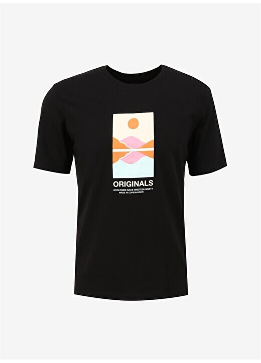 

Черная мужская футболка с круглым вырезом JORLAFAYETTE TEE SS CREW NECK 1 FST Jack & Jones, черный
