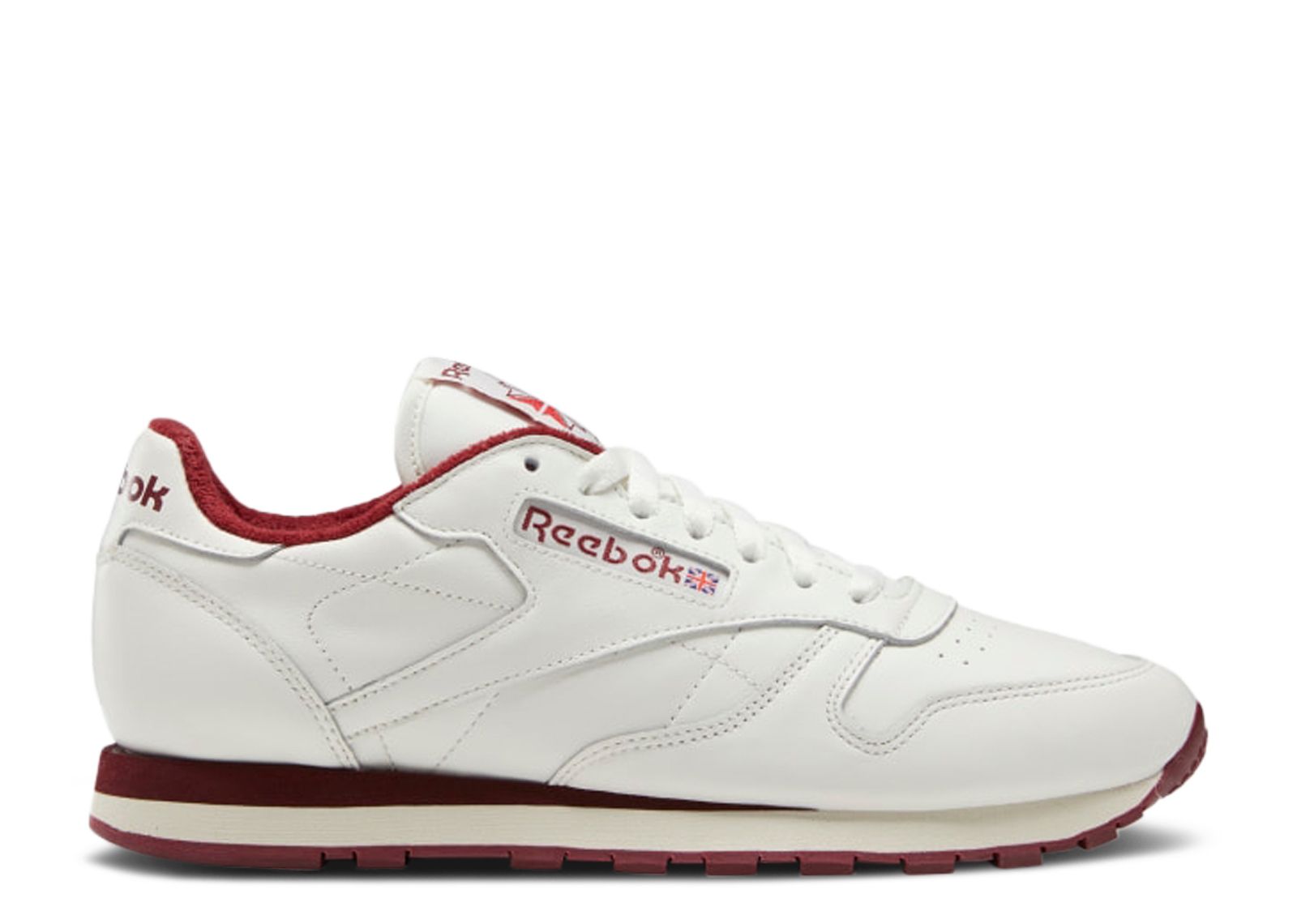 

Кроссовки Reebok Classic Leather 'Chalk Classic Burgundy', белый, Белый;серый