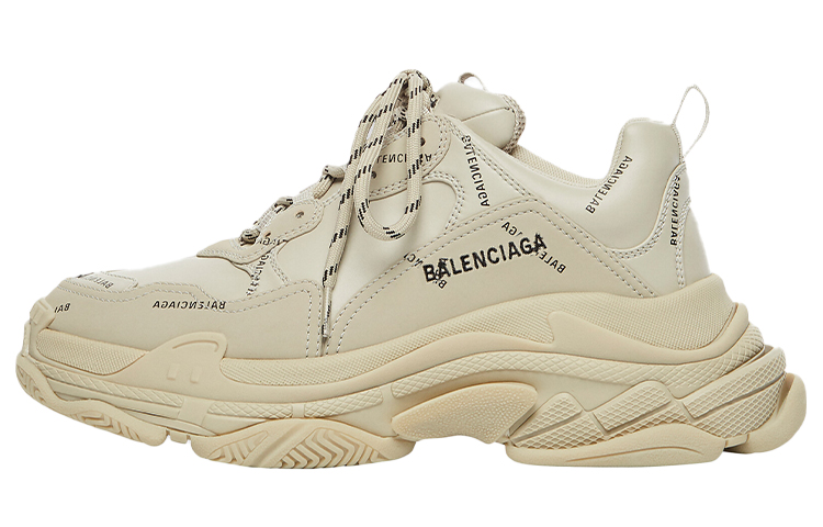 

Balenciaga Wmns Allover Logo Triple S Daddy Туфли Кремового цвета