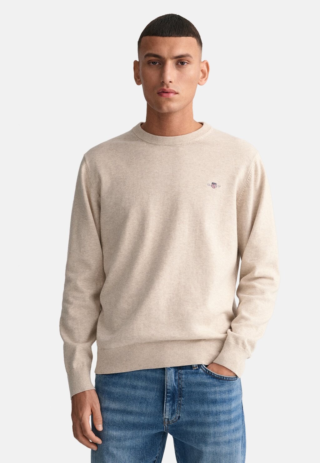 

Свитер CLASSIC C NECK GANT, светло-бежевый меланж