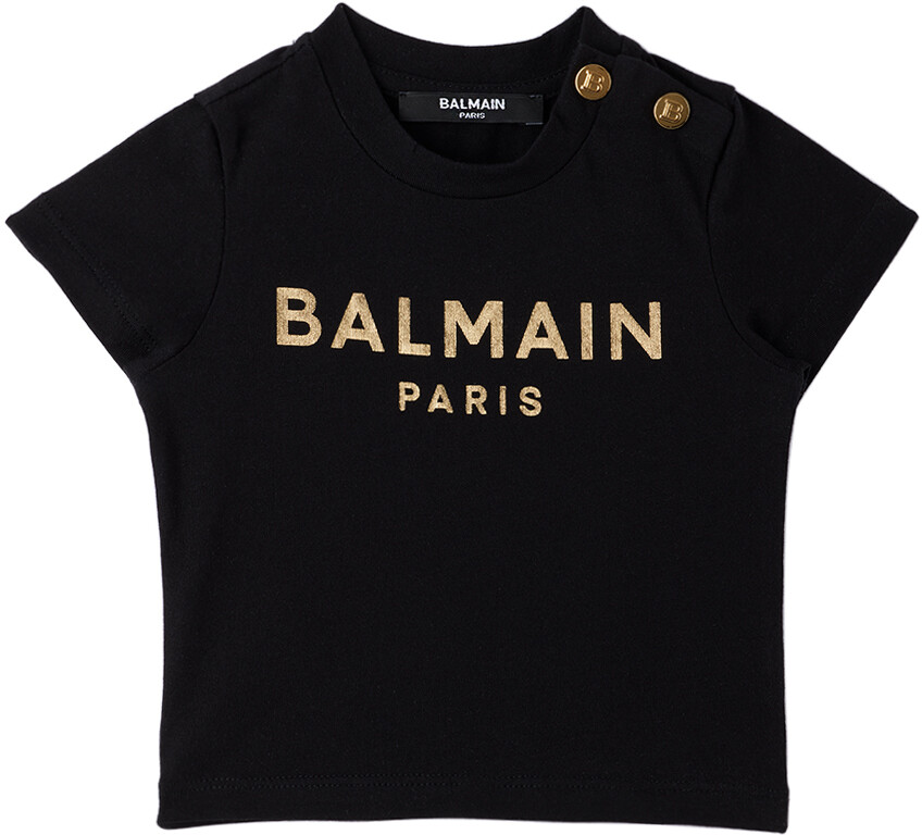 

Baby Black Футболка с принтом Черный/Золотой Balmain