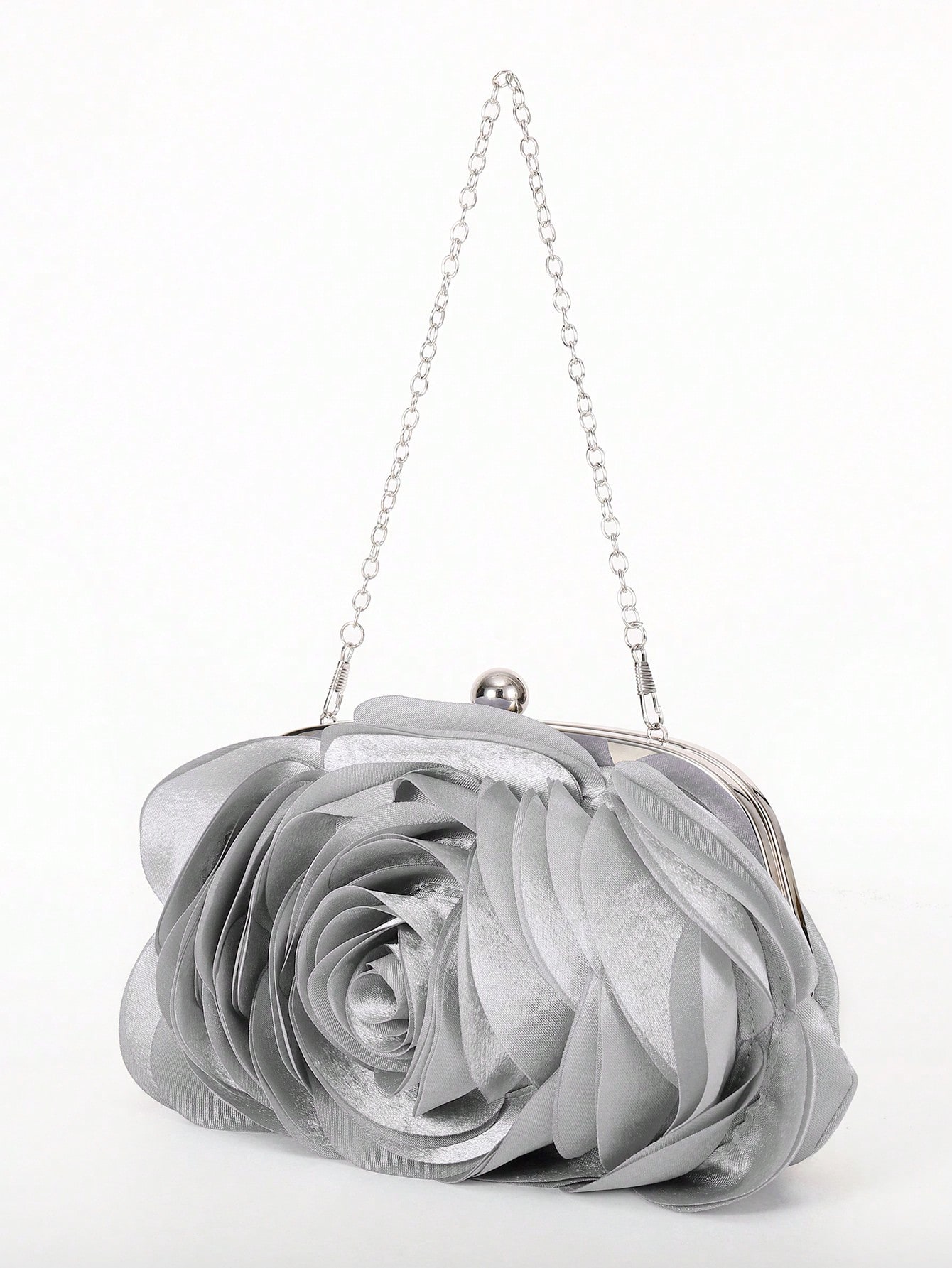цена Вечерняя сумка с цветочным принтом, серебро