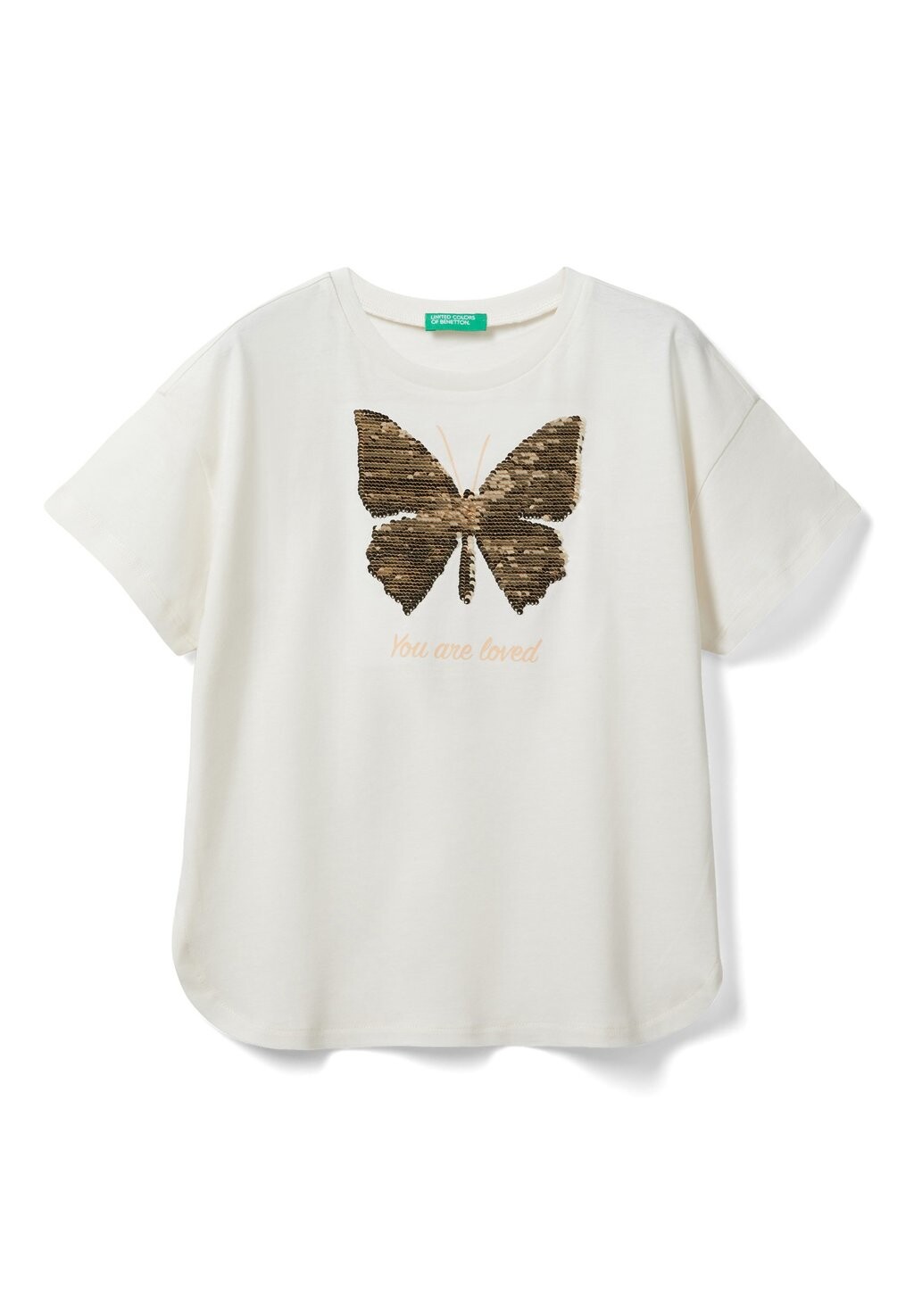 

Футболка с принтом With Reversible Sequins United Colors of Benetton, белый