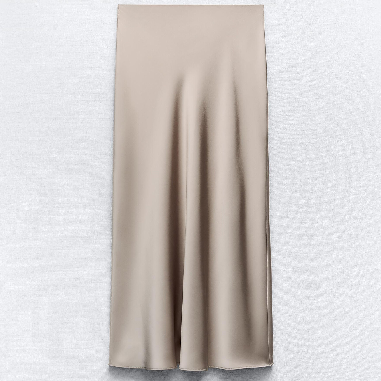 

Юбка Zara Satin Midi, бежево-серый
