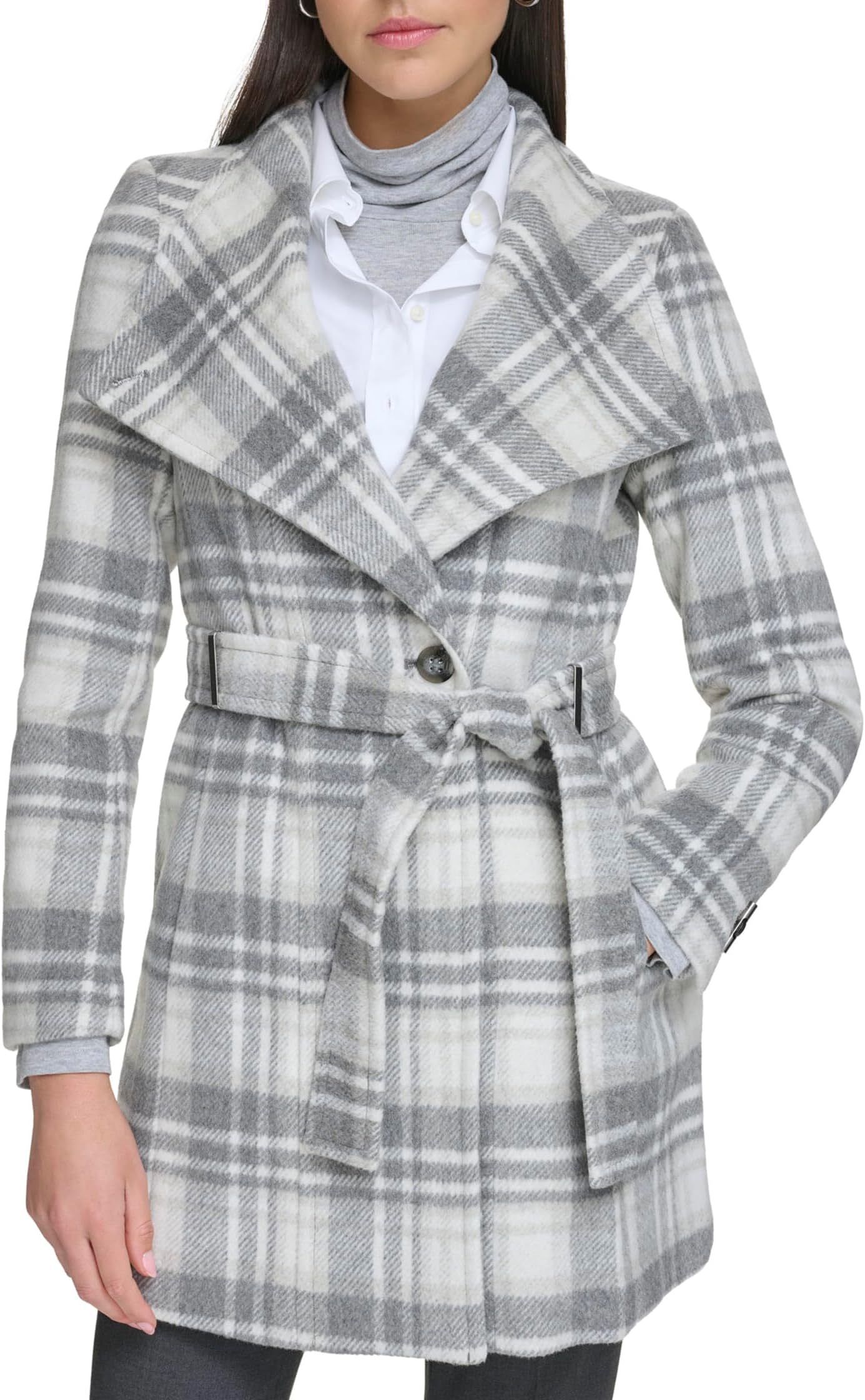 Пальто Wool Wrap Calvin Klein, цвет Grey/Ivory