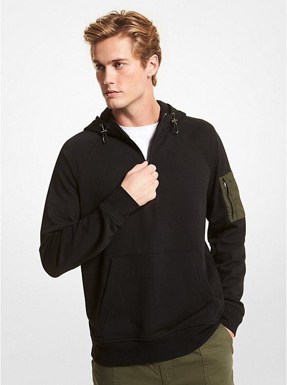 

Толстовка из смеси хлопка с полумолнией Michael Kors Mens, черный