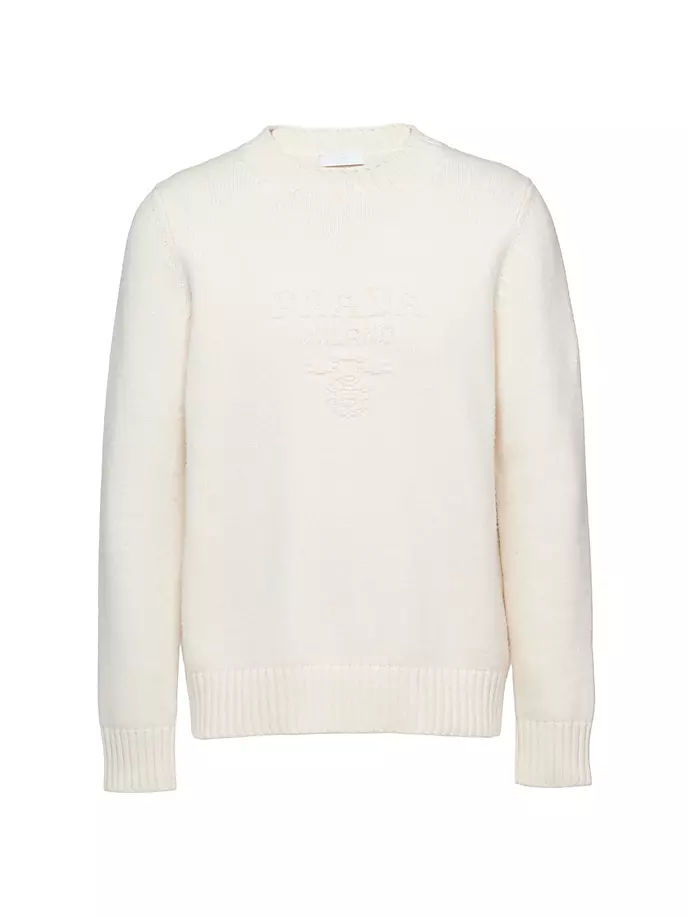 

Свитер с круглым вырезом из шерсти и кашемира Prada, цвет off white