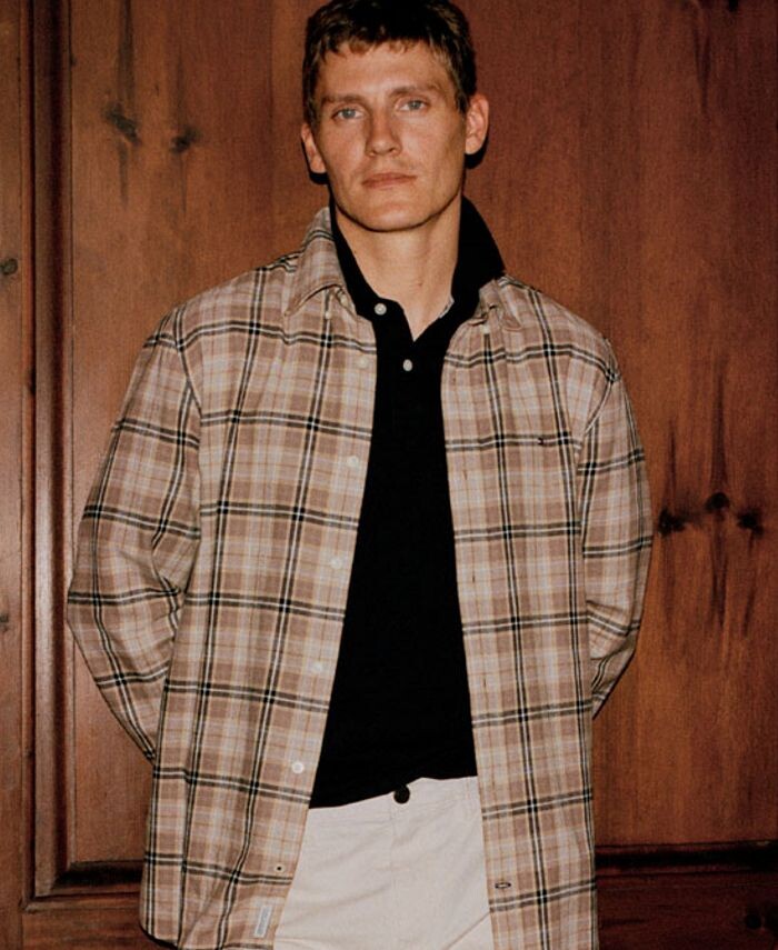 

Рубашка в клетку обычного кроя с начесом Tommy Hilfiger, коричневый/бежевый