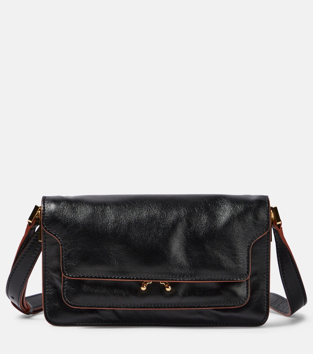 

Маленькая кожаная сумка через плечо Trunk Soft Marni, черный