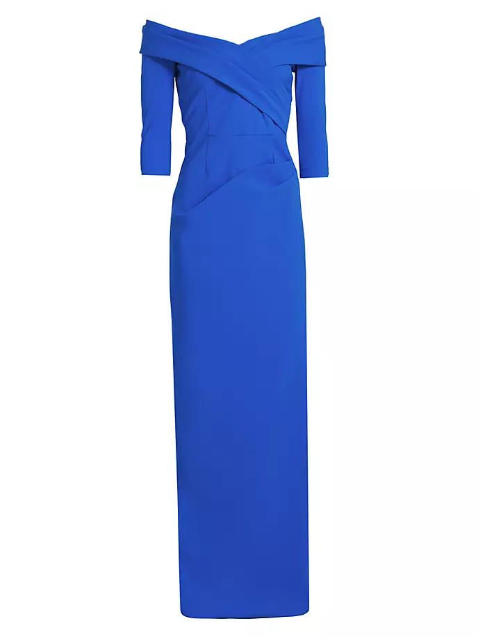 Платье с открытыми плечами Teri Jon By Rickie Freeman, цвет cobalt
