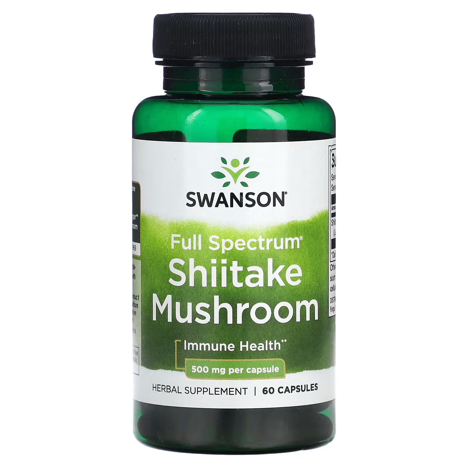 Полный спектр грибов шиитаке 500 мг 60 капсул Swanson