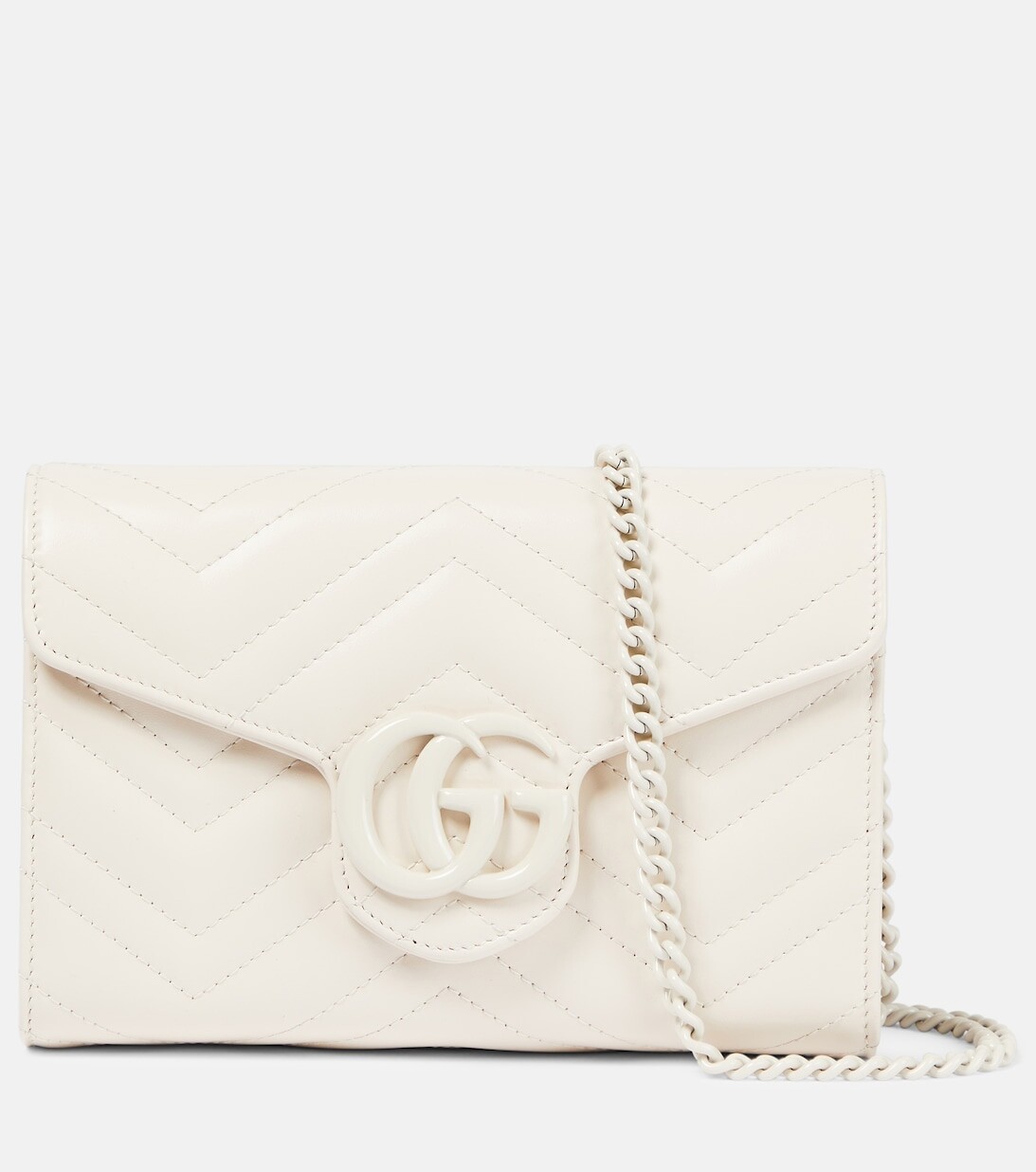 

Мини-кошелек GG Marmont на цепочке Gucci, белый